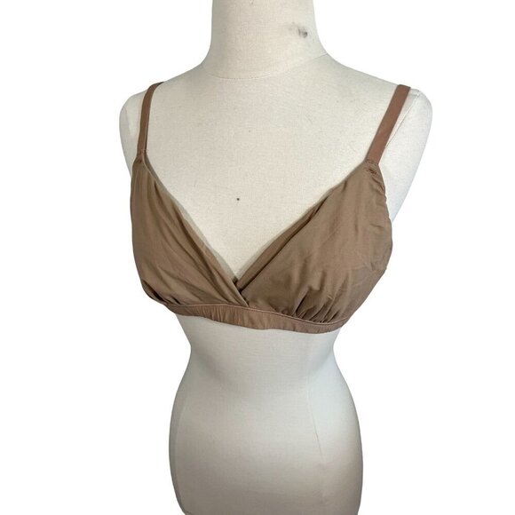SKIMS Bra Women 2X Beige Fits Everybody Cross Over Stretch Bralette Neutral Sexy - Picture 1 of 11